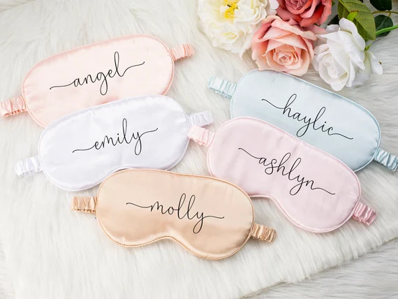 Custom Satin EyeMask Personalized Sleeping Mask Bachelorette Sleepover Bridal Shower Party Weddin... | Etsy (US)
