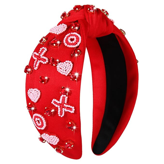 NVENF Women's Jeweled Crystal Rhinestone Knotted Love Headband - Wide Top Knot Hair Accessory Gif... | Amazon (US)