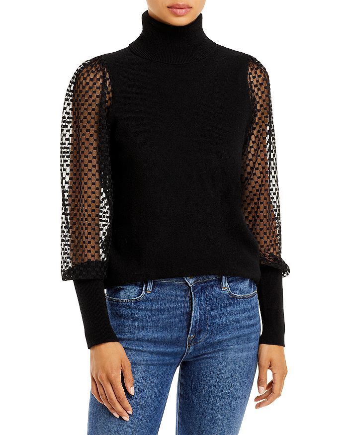 Mesh Sleeve Cashmere Turtleneck Sweater - 100% Exclusive | Bloomingdale's (US)