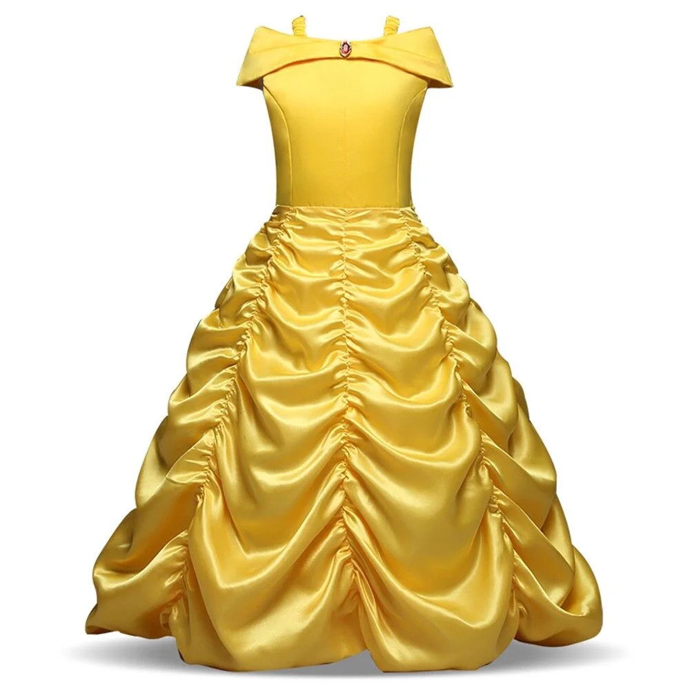 HAWEE Princess Belle Costume for Girls Layered Off Shoulder Beauty Birthday Party Dresses | Walmart (US)
