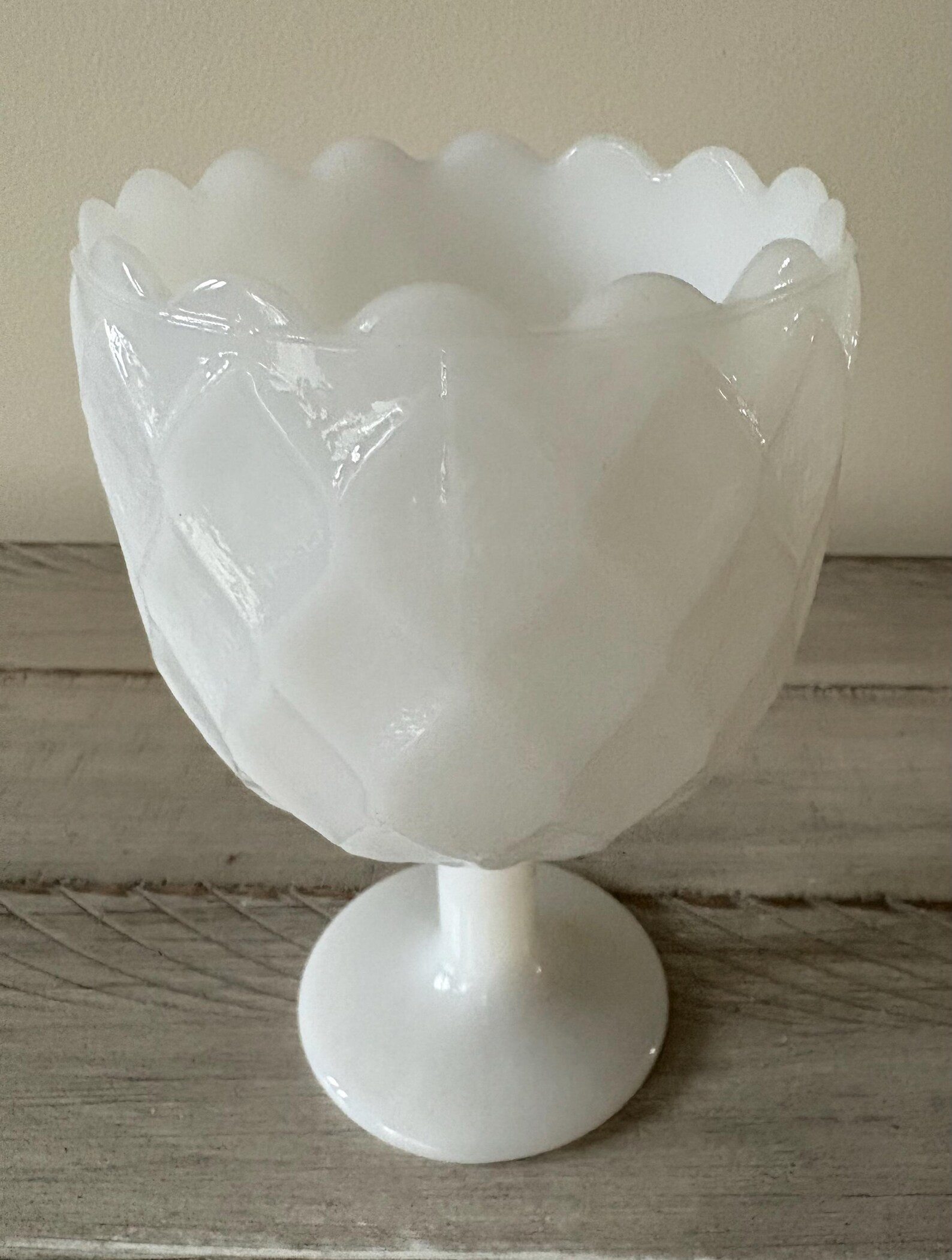 Vintage White Milk Glass Planter: Diamond Pattern Decor - Etsy | Etsy (US)