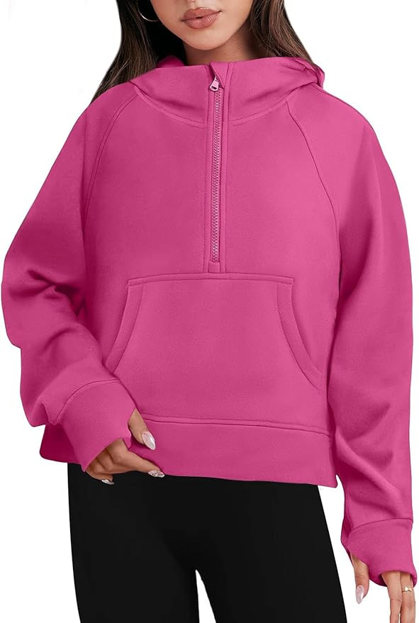 ANRABESS Women Half Zip Cropped Hoodies Fleece Quarter Zip Up Pullover Sweatshirts Winter Clothes... | Amazon (US)