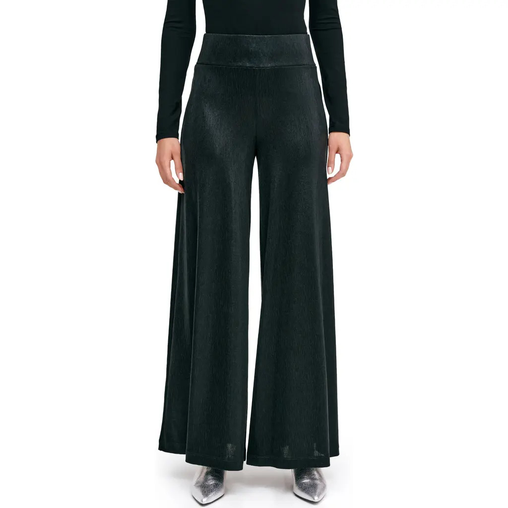 Marcella Georgia Metallic Wide Leg Pants in Onyx at Nordstrom, Size X-Small | Nordstrom