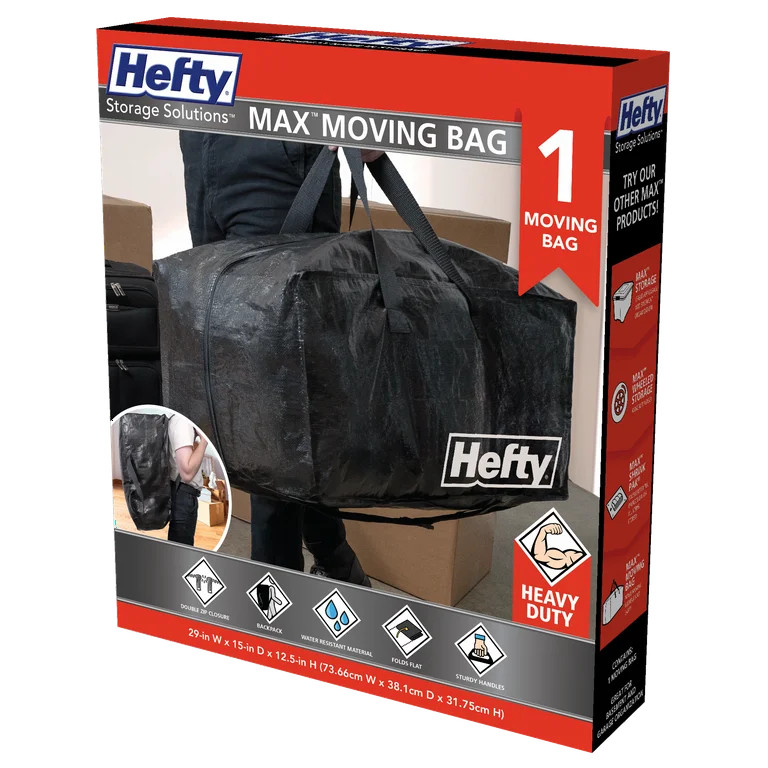 Hefty MAX Moving Bag Fabric with Adjustable Handles, Zipper, Closet Organizer - Walmart.com | Walmart (US)