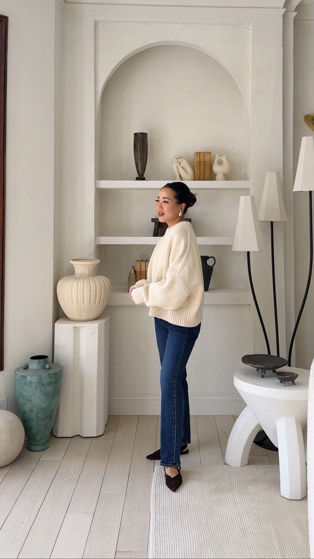 Love this sweater shape!

For size reference, I’m 5 ft 115 pounds and wearing below:

SWEATER: Substantial, 100% organic cotton, relaxed shape. One size. I’m petite and it still works perfectly on me.

SLIM STRAIGHT JEANS: A cut that’s between skinny and straight. Not too tight/skinny, but rather a slim straight. Surprisingly flattering and I find that this particular length looks great with flats! I’m wearing 27 Petite, color ‘Dark Indigo.’ My TTS is usually 26 and sized up to a 27 in these jeans, which I find much more comfortable. 


#LTKootd #LTKSeasonal #LTKPetite