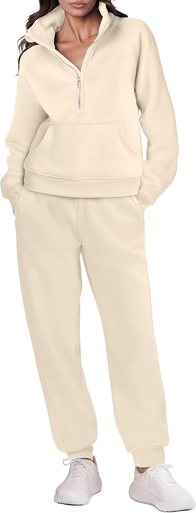ANRABESS Womens 2 Piece Outfits Sweatsuit Zip Up Sweatshirt Jogger Sweatpants Tracksuit Matching ... | Amazon (US)