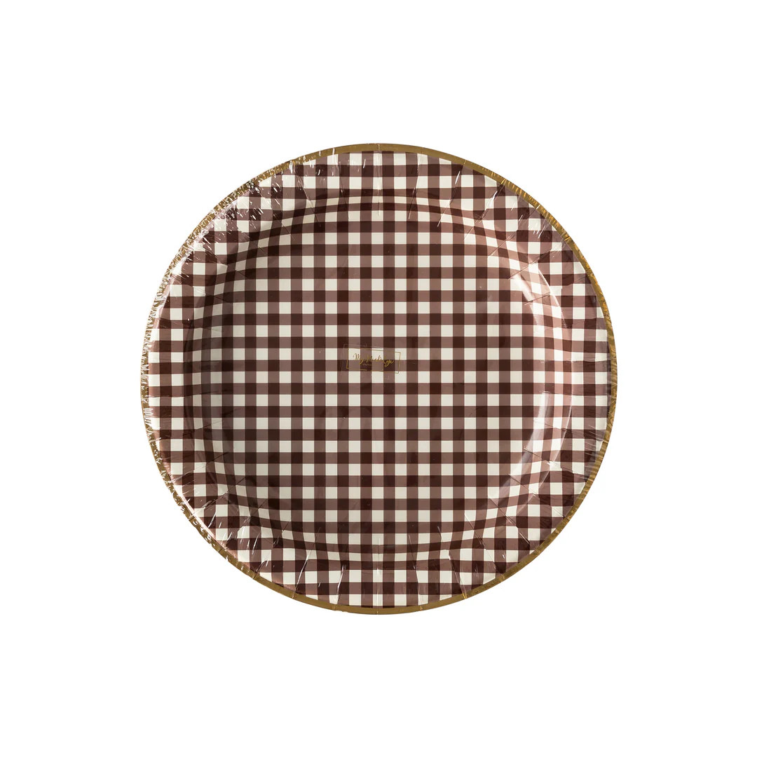 Harvest Brown Gingham Check 11" Plate | My Mind's Eye