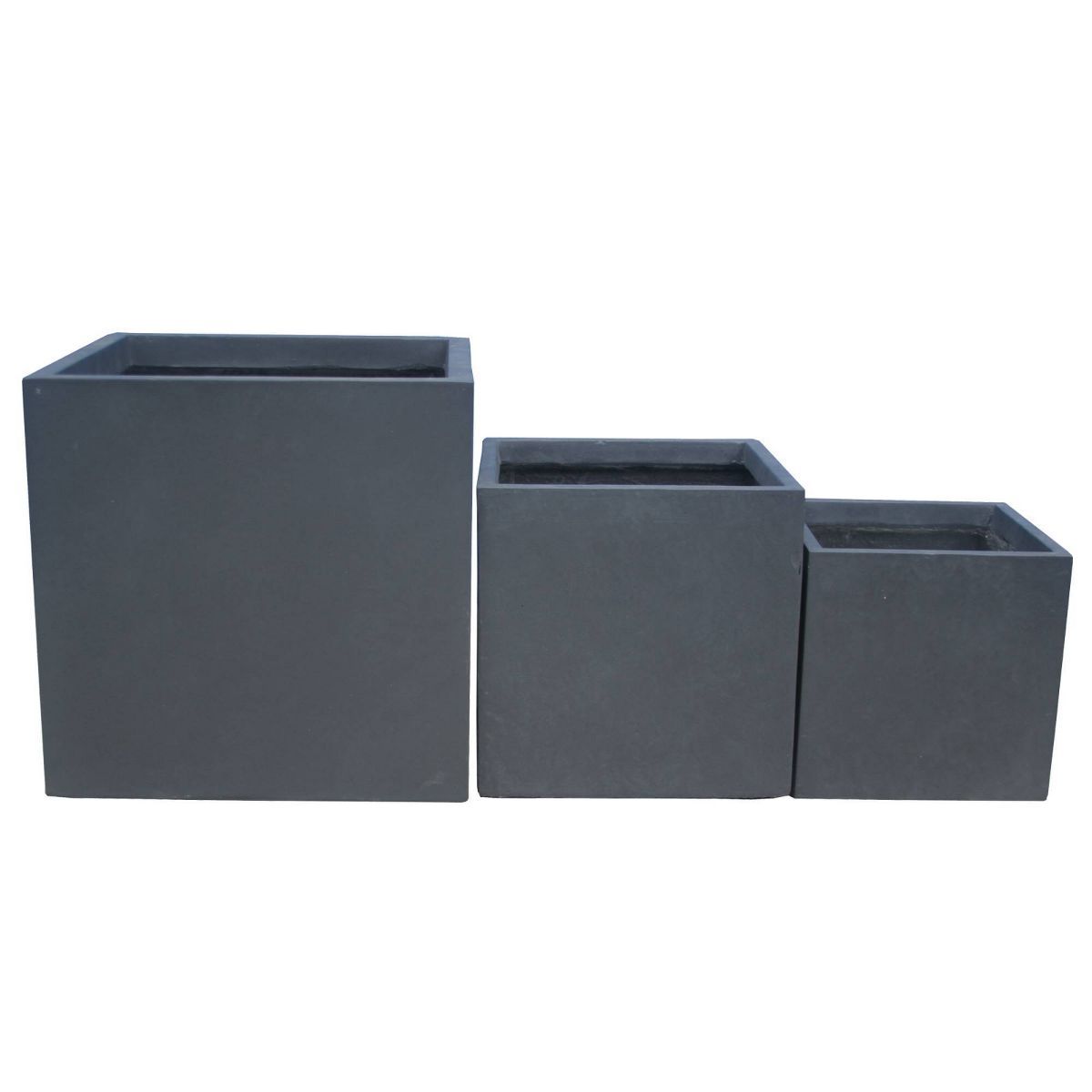 Set of 3 16" Kante Lightweight Modern Outdoor Concrete Square Planters Charcoal - Rosemead Home &... | Target