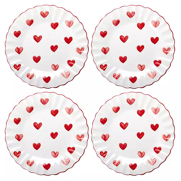 New! Scalloped Heart Salad Plates, Set of 4 | Kirklands