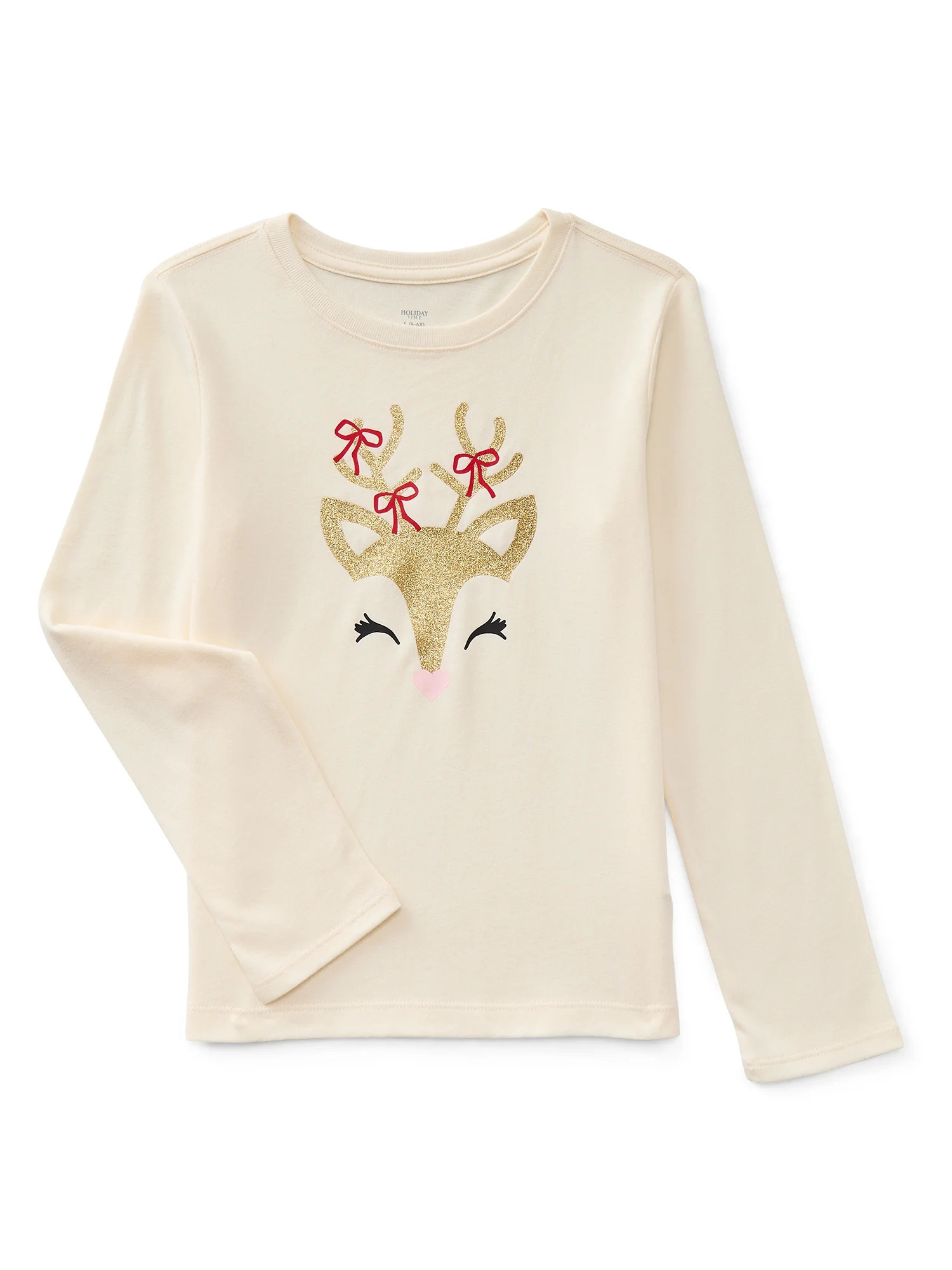 Holiday Time Girls Christmas Long Sleeve Graphic T-Shirt, Sizes 4-18 | Walmart (US)