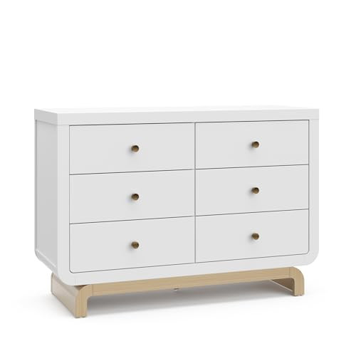 Storkcraft Santorini 6 Drawer Double Dresser (White with Driftwood) - GREENGUARD Gold Certified, ... | Amazon (US)