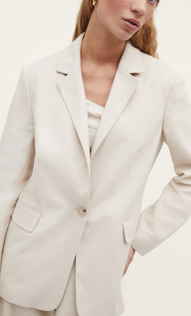 Straight fit linen blend blazer | Stradivarius (UK)