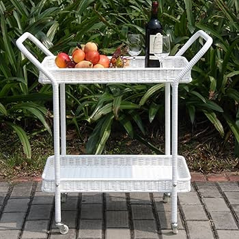 Jeco Outdoor Resin Wicker Serving Cart | Amazon (US)