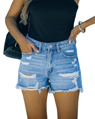 DGRPI Women's Ripped Denim Shorts Low Rise Cute Casual Summer Short Jean Shorts | Amazon (US)