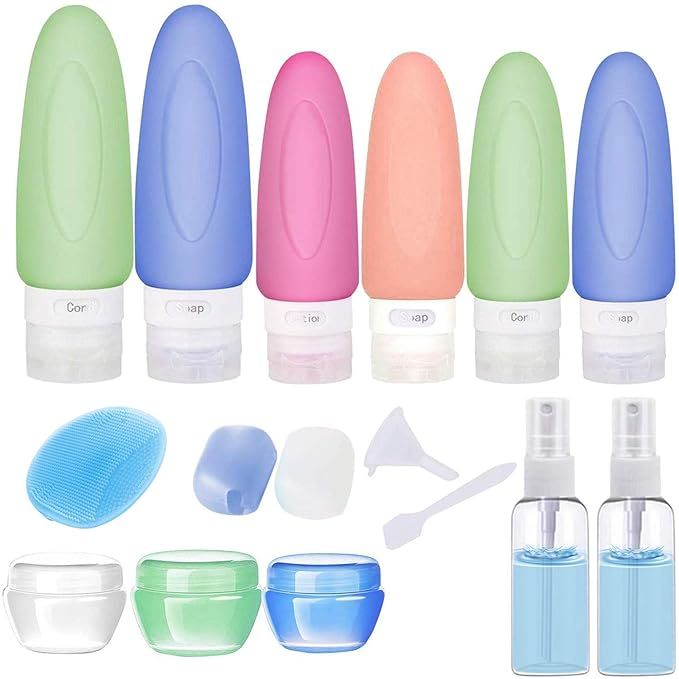POLENTAT 17 Pcs Silicone Travel Bottles Set, TSA Approved Travel Size Containers for Toiletries f... | Amazon (US)