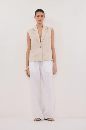SELAH NATURAL LINEN SLEEVELESS VEST | DISSH