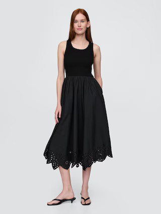 Mixed Media Handkerchief Hem Midi Dress | Gap (US)