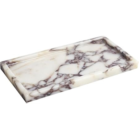 Real Natural Marble Tray for Bathroom, Luxury Calacatta Viola Stone Vanity Tray, Decorative Oval ... | Amazon (US)