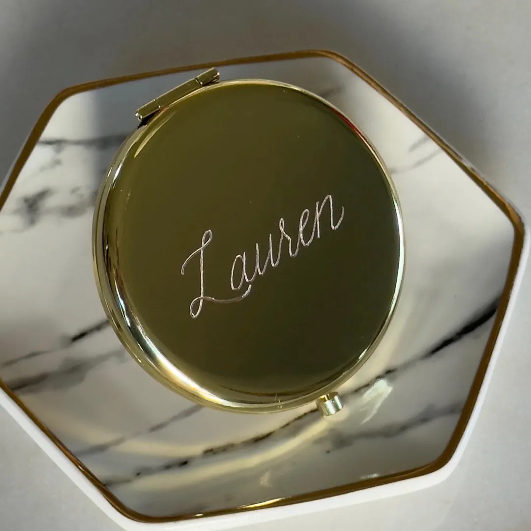 Personalized Hand-Engraved Gold or Silver Compact Mirror: Bridesmaid Gift | Etsy (US)