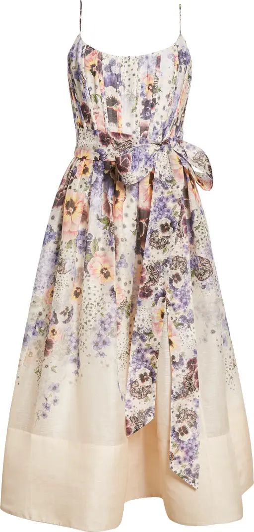 Tama Floral Linen & Silk Corset Dress | Nordstrom