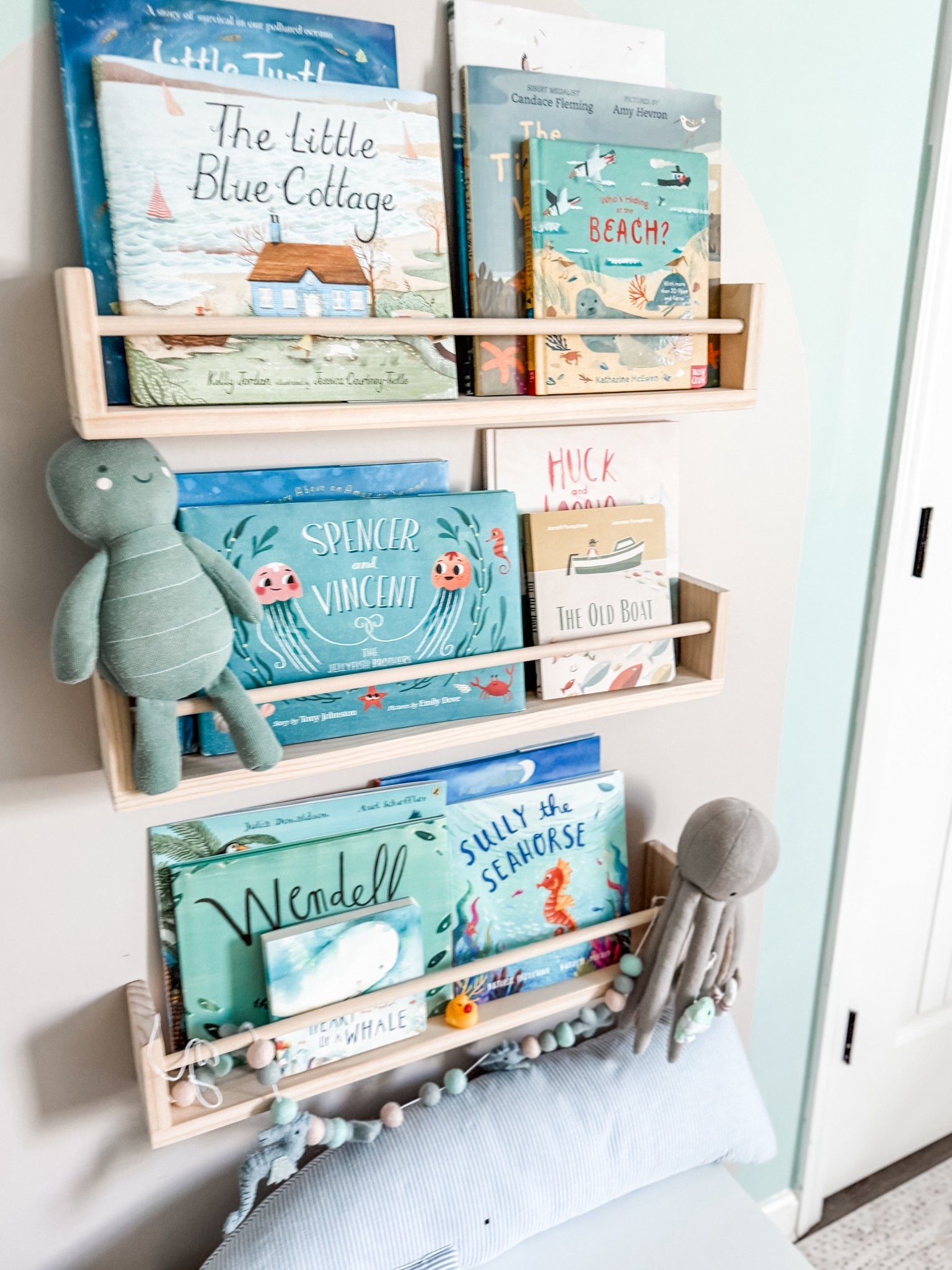 Ocean themed nursery book shelves. Under the sea nursery, nursery inspiration, ocean themed children’s books! 

#LTKBaby #LTKHome