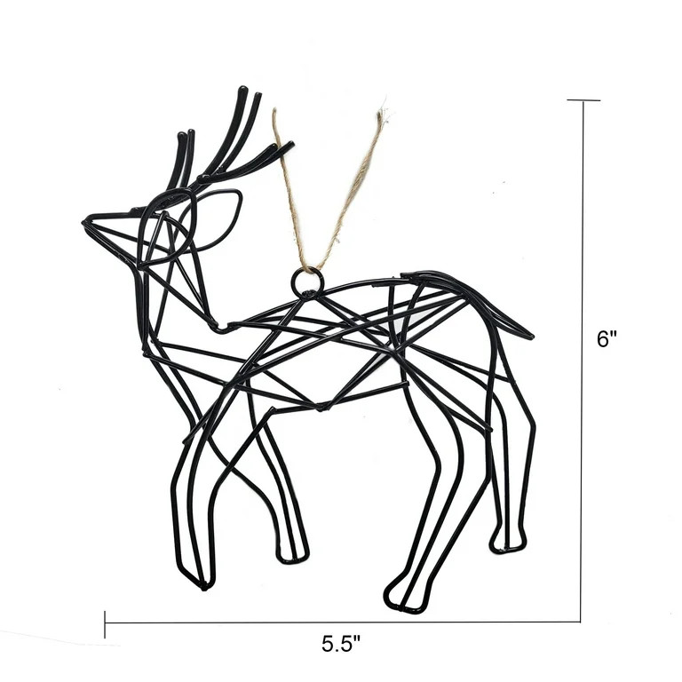 Holiday Time Black Metal Wire Deer Decorative Accent Christmas Ornament, 6", 1.3 oz - Walmart.com | Walmart (US)