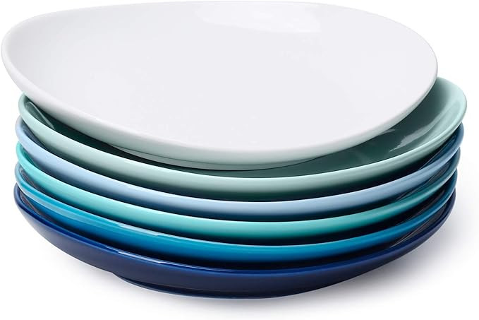 Sweese 151.003 Porcelain Dessert Salad Plates - 7.8 Inch - Set of 6, Cool Assorted Colors | Amazon (US)