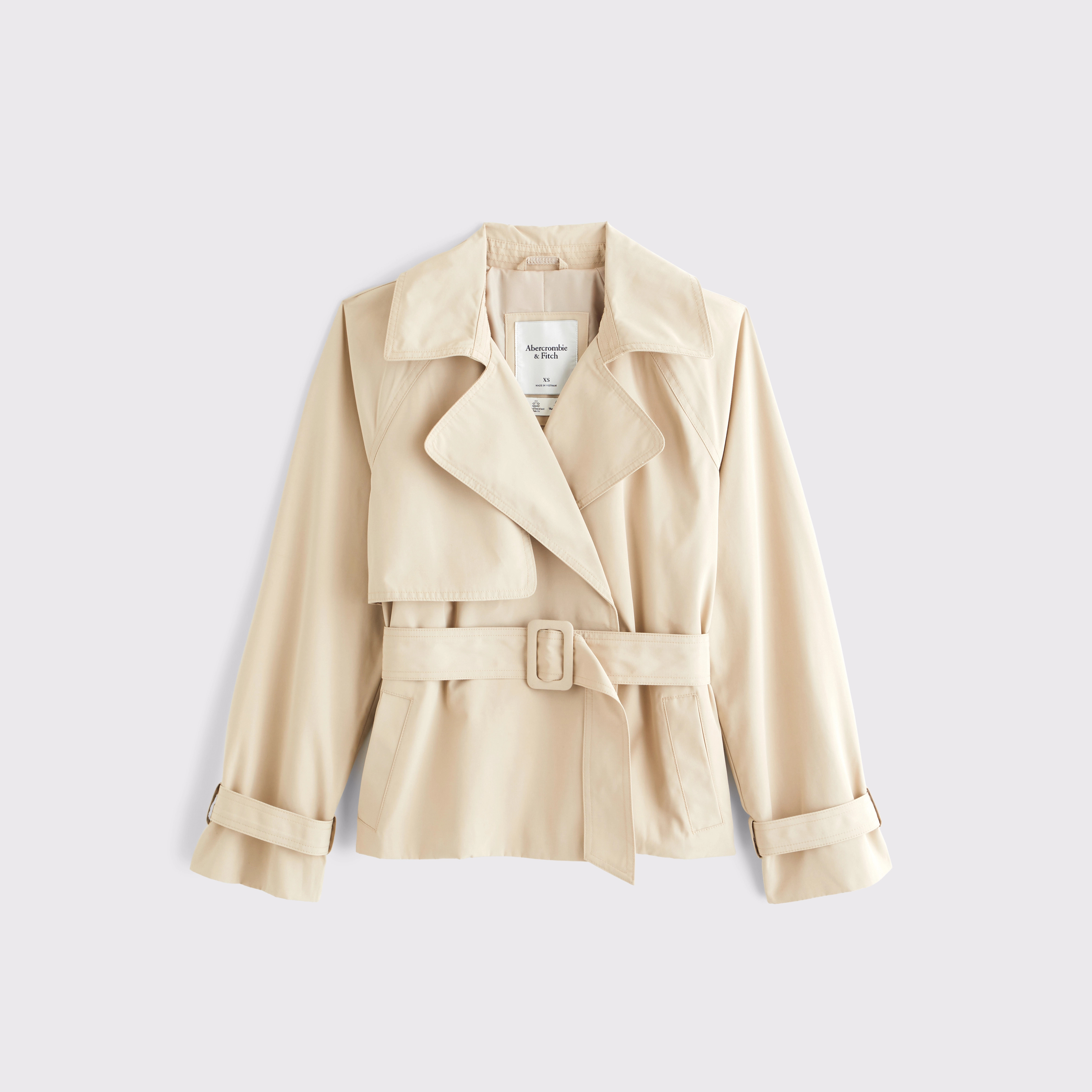Short Belted Trench Coat | Abercrombie & Fitch (US)