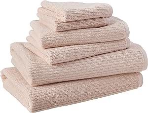 Amazon.com: Amazon Aware 100% Organic Cotton Ribbed Bath Towels - 6-Piece Set, Blush : Home & Kit... | Amazon (US)