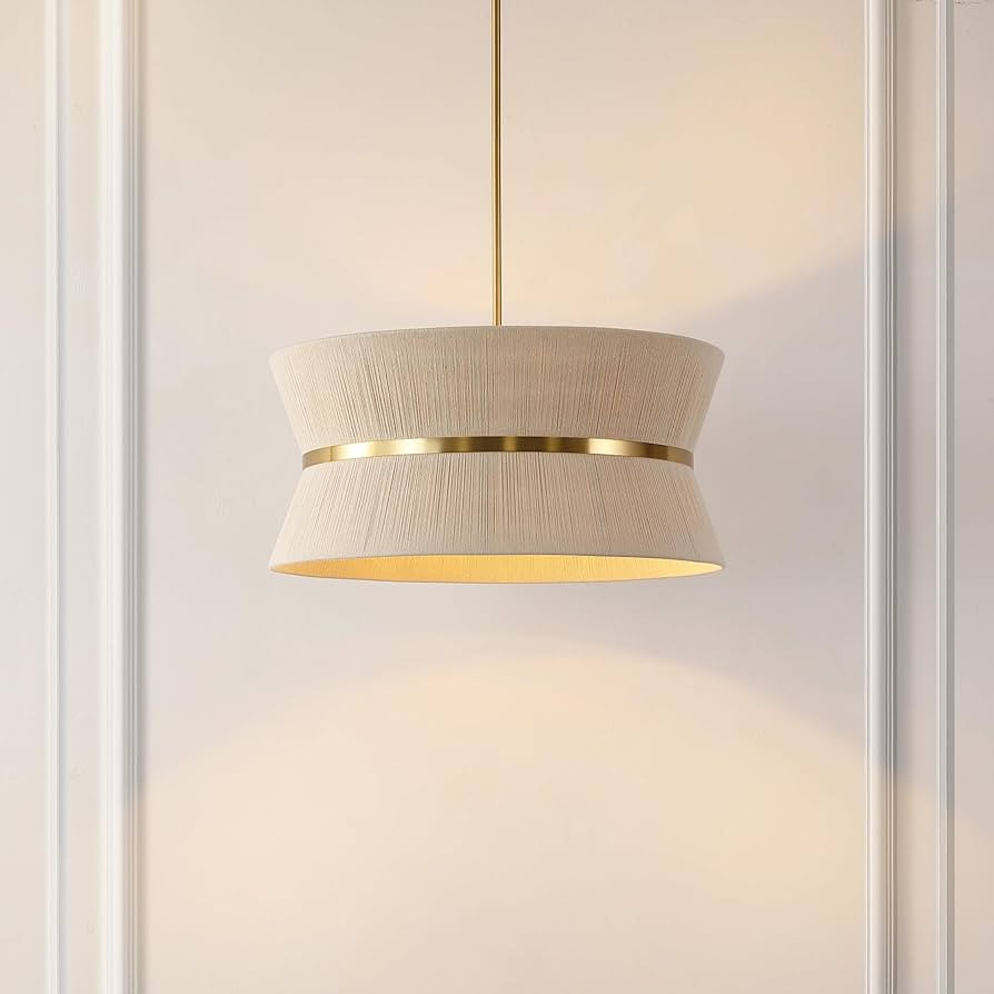 SAFAVIEH Lighting Collection Alma Bleached Natural Rattan/Brass Gold Contemporary Glam 4-light Ad... | Amazon (US)