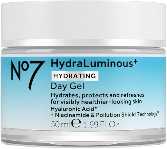 No7 HydraLuminous+ Hydrating Day Gel Moisturizer - Hyaluronic Acid and Vitamin B3 Niacinamide Fac... | Amazon (US)
