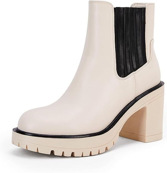 Womems Platform Lug Sole Ankle Boots Chunky Block Heel Seam Booties Combat Cozy Round Toe Chelsea... | Amazon (US)