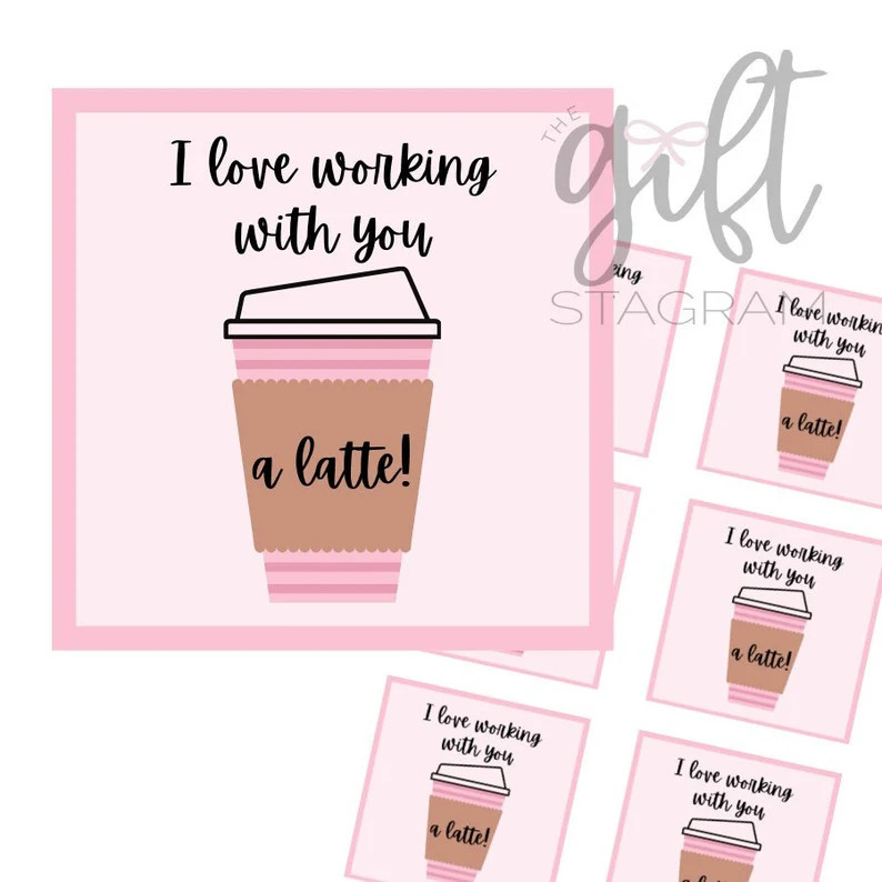 Love Working With You A Latte Valentine's Day Tag DIGITAL DOWNLOAD Coworker Gift Idea Valentine's... | Etsy (US)