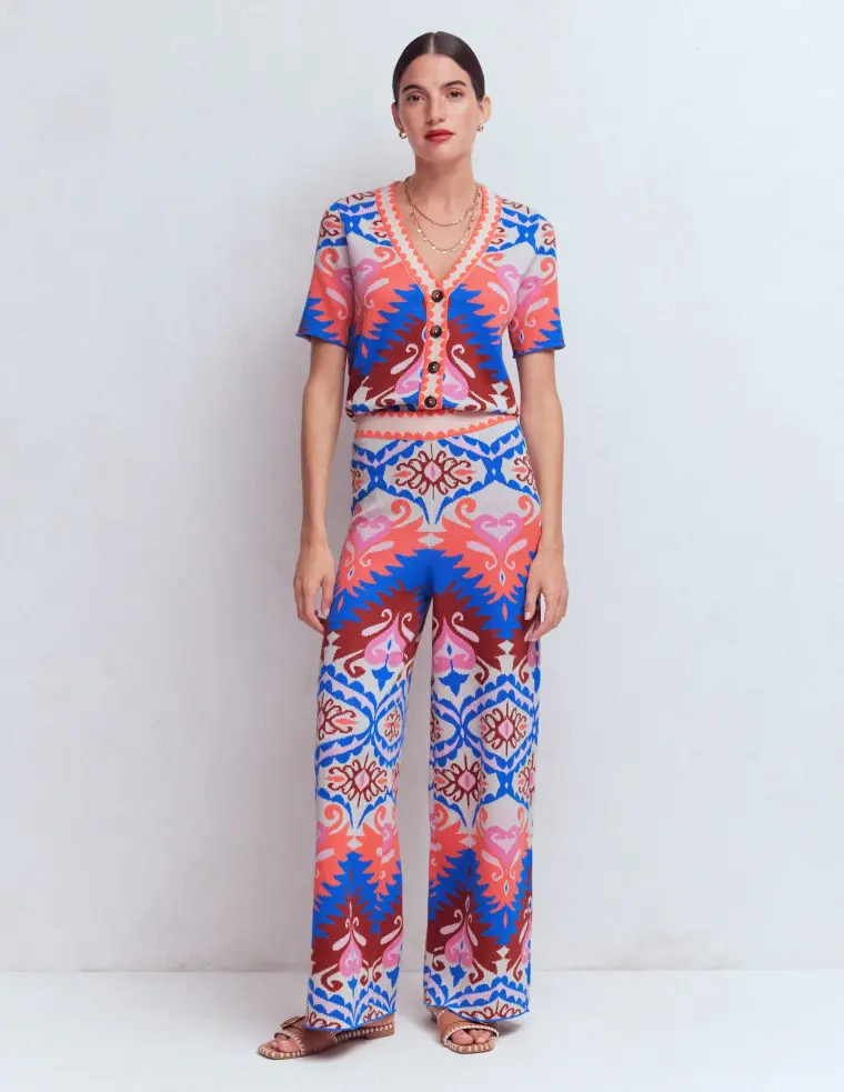 Jacquard Knitted Trousers-Multi Aztec | Boden UK