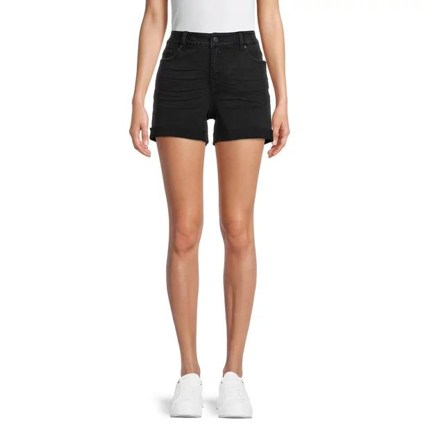 Time and Tru Women's Denim Roll Cuffed Shorts - Walmart.com | Walmart (US)