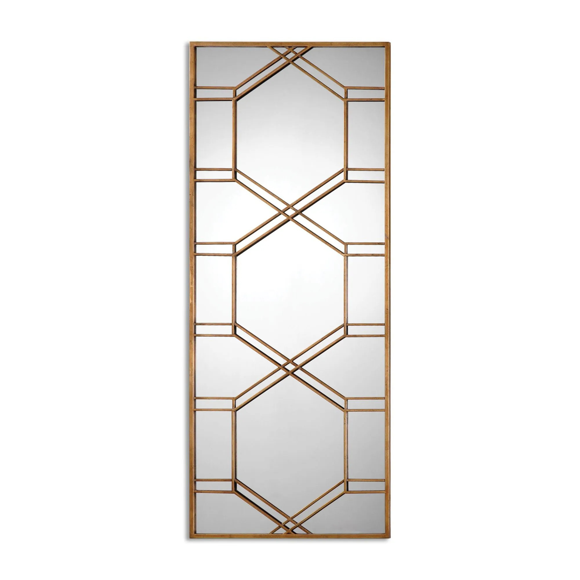 Uttermost Kennis 70" x 29" Oversized Art Deco Full Length Leaning - Heavily Antiqued Gold Leaf | Overstock