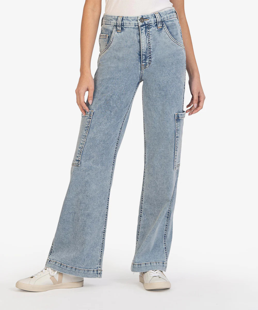 Jodi High Rise Fab Ab Wide Leg Carpenter Jean (Diverted Wash) - Kut from the Kloth | Kut From Kloth