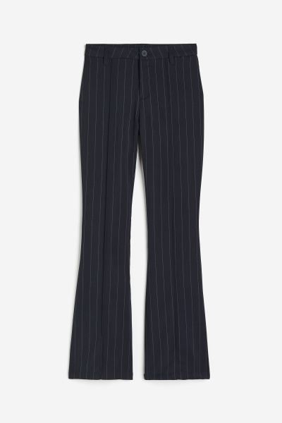 Flared Dress Pants - Dark blue/pinstriped - Ladies | H&M US | H&M (US + CA)