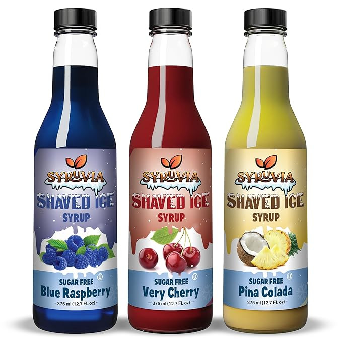Syruvia Sugar-Free Snow Cone Syrup 12.7 oz - 0 Calories Pina Colada & Cherry & Blue Raspberry Syr... | Amazon (US)