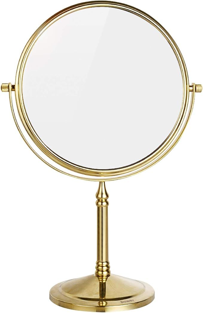 DOWRY Makeup Mirror 10x Magnification Vanity Mirror Tabletop Two-Sided Swivel Gold Finish | Amazon (US)