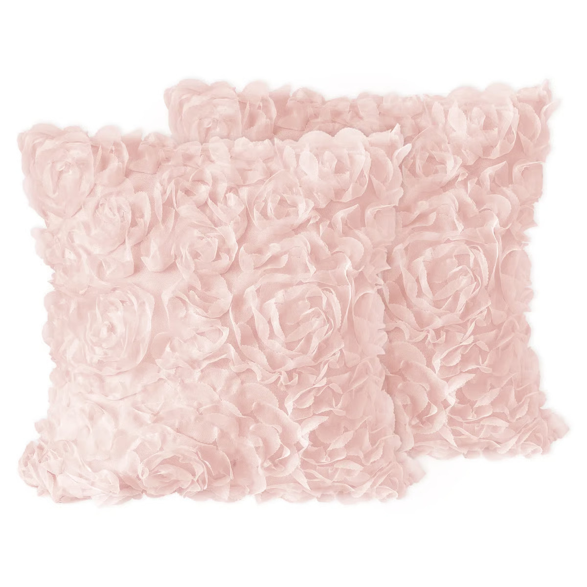 Rose Lace Pink Chiffon Mesh and Brushed Microfiber Decorative Square Indoor Throw Pillow Covers (... | Wayfair North America