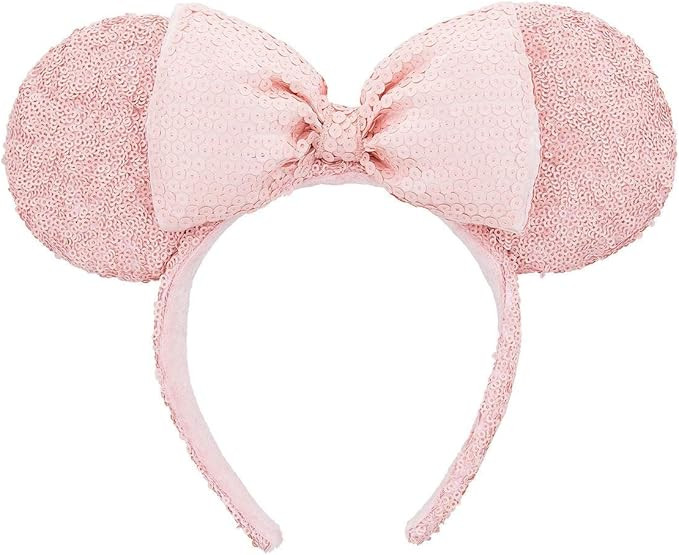 Disney Parks Millennial Pink Minnie Mouse Ear Sequined Headband | Amazon (US)