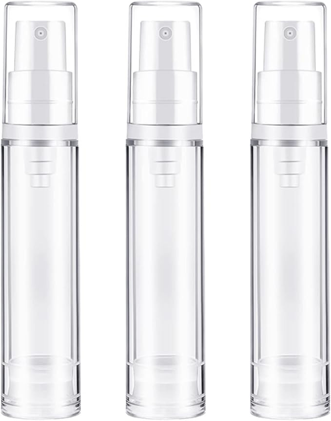 BlingKingdom 3pcs Empty Airless Pump Bottle Refillable Clear Travel Lotion Pump Containers Vacuum... | Amazon (US)