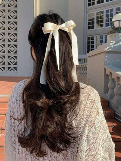1pc Fairy Style Long Ribbon Bowknot Hair Clip, Elegant & Versatile Headwear, Suitable For Any Occ... | SHEIN