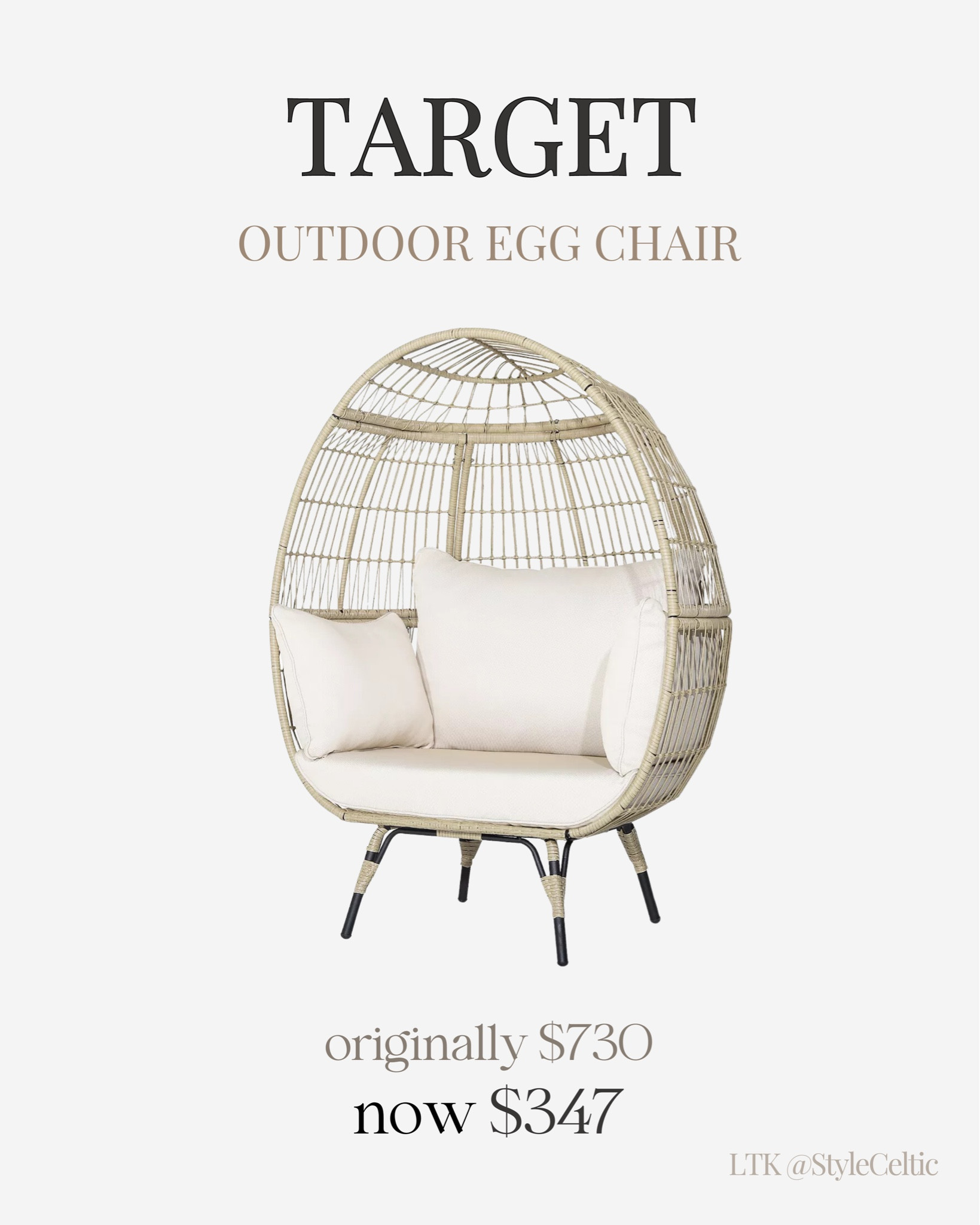Target Outdoor Patio Furniture Sale Finds ✨
.
.
Target home decor, outdoor patio decor, outdoor decor, target deals, target sales, furniture sales, outdoor furniture, patio furniture, target home, summer finds, egg chair, outdoor egg chairs, beige and black furniture, neutral outdoor decor, outdoor party, picnic decor

#LTKParties #LTKHome #LTKSaleAlert