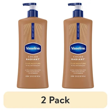 (2 pack) Vaseline Intensive Care Body Lotion for Dry Skin Cocoa Radiant Lotion Made with Ultra-Hydrating Lipids and Pure Cocoa Butter for a Long-Lasting, Radiant Glow, 32 fl oz | Walmart (US)