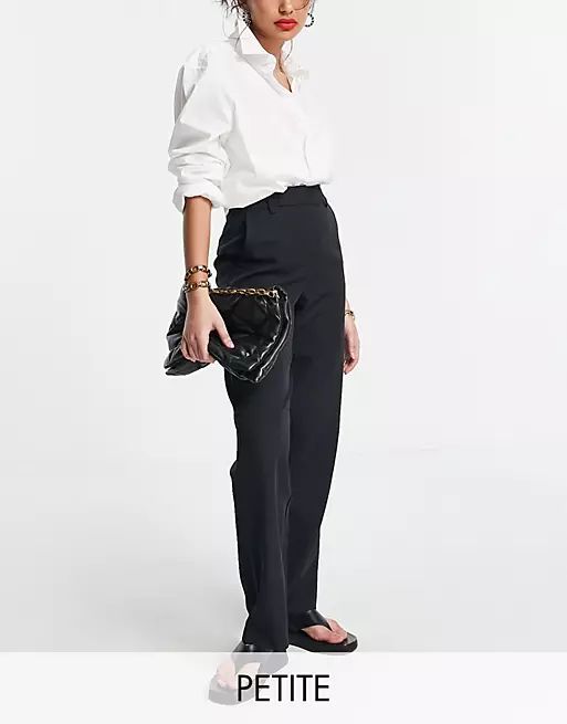 Vila Petite tailored straight leg suit pants in black - part of a set | ASOS (Global)