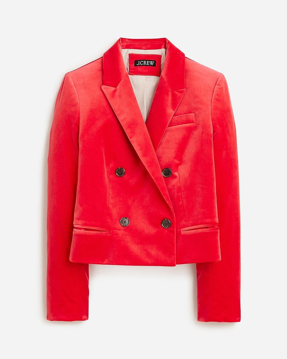 Cropped double-breasted blazer in stretch velvet | J. Crew US