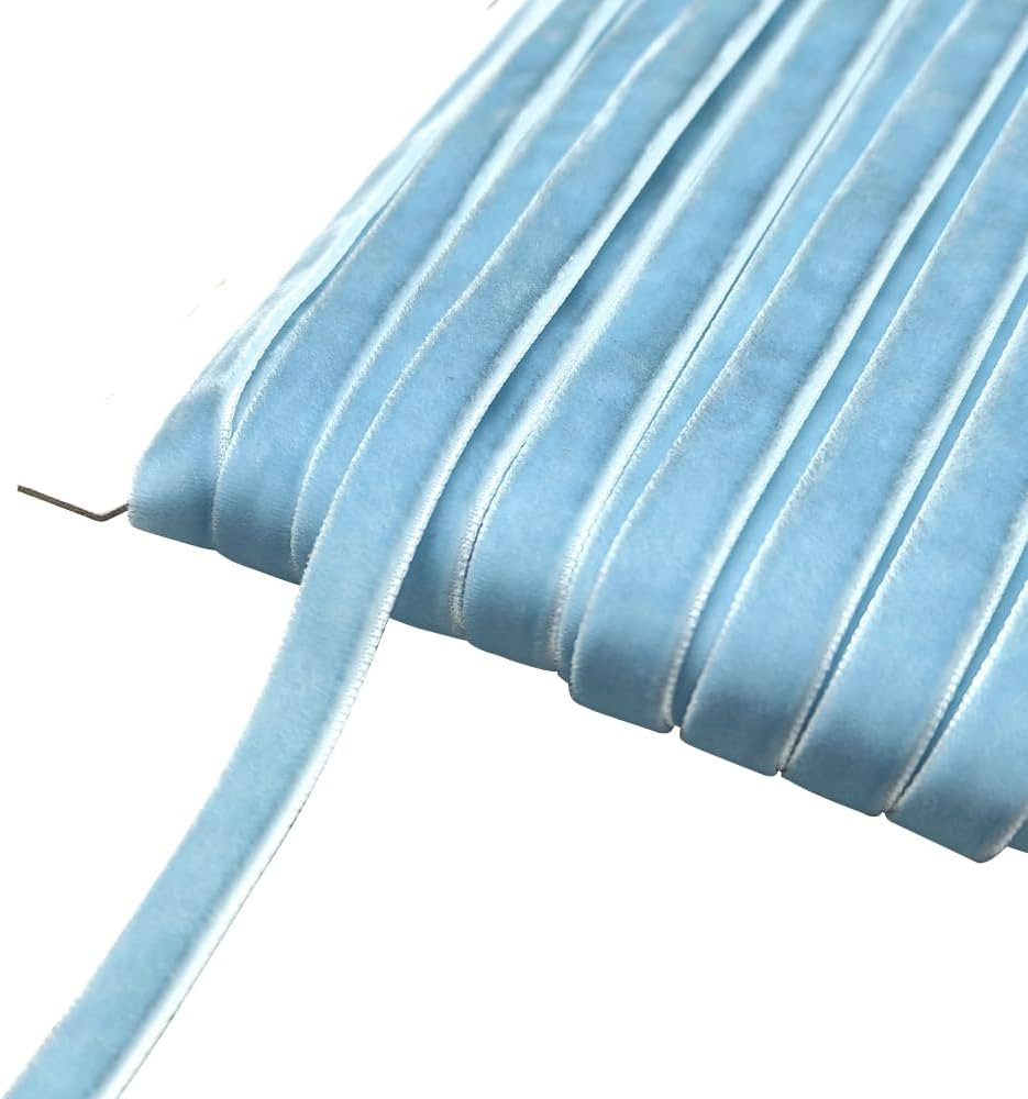 Chenkou Craft Light Blue 25 Yards 3/8" Velvet Ribbon Lots Bulk (Light Blue, 3/8"(10mm)) | Amazon (US)