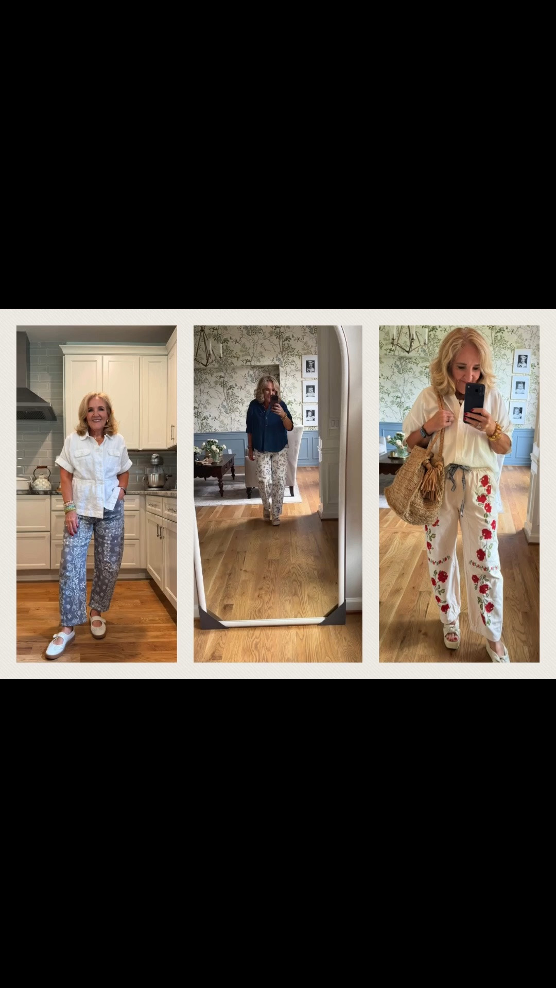 Affordable updated denim/jeans

Wearing a medium. 
Linen top size medium petite 
Denim top size small
White blouse size small